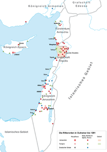 Branches of the knightly orders in Outremer until 1291