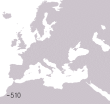Mapa animado de las antiguas tierras romanas desde el ascenso de Roma hasta la caída del Imperio Romano de Occidente (siglo VI a.C. - 480 d.C.)  
