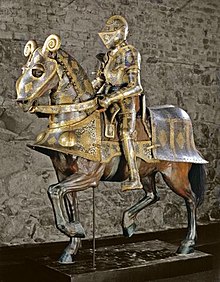 Teljes lemezpáncélzat ember és ló számára II. Augustus Zsigmond megbízásából (1550-es évek).