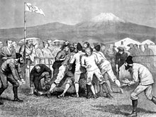 Rugbyspiel in Yokohama, 1874