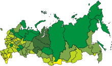 Russian GDP/capita by region (2006): > 400.000 rubles 150,000 to 400,000 rubles 100,000 - 150,000 rubles 50,000 - 100,000 rubles < 50,000 rubles