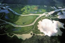 The Rapa Delta, a post-glacial river landscape in the Sarek National Park within the Laponia World Heritage Site.