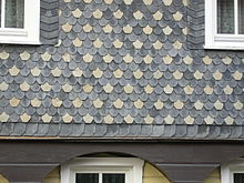 Black and white slate on a half-timbered house in Obercunnersdorf