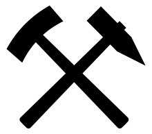 Symbol of mining: hammer and iron