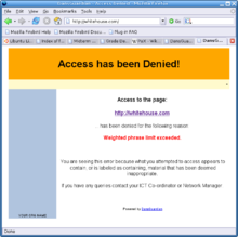 Access to the website whitehouse.com, blocked by a content filtering program ­(DansGuardian)