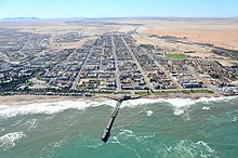 Bird's eye view of the jetty in Swakopmund, Namibia (2017)