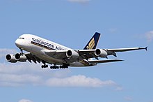 En Airbus A380-800 fra Singapore Airlines  