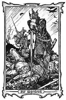 Mordred, Geoffrey of Monmouth'a göre Arthur'un son düşmanı, H. J. Ford tarafından resimlenmiştir (1902)