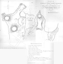 Boceto de Sydney Cove, julio de 1788  