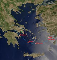 Den sydlige ægæiske vulkankreds omfatter vulkanerne Methana, Milos, Santorini og Nisyros.