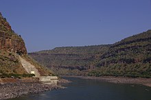 Průlom řeky Krišny u Srisailam, Andhra Pradesh, Indie  