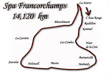 Het 8,7 mijl lange Spa-Francorchamps, gebruikt van 1946 tot 1970