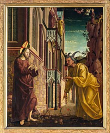 The Temptation of Christ , Pacher altar in St. Wolfgang (1471-1479)