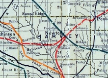 1915 Spoorwegkaart van Harvey County