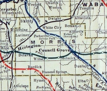 1915-1918 Železniční mapa okresu Morris.