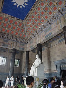 Sun Yat-sen Mausoleum in Nanking, PR China, with the flag of the Kuomintang on the ceiling