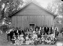Nedělní škola, Indiáni a běloši. Indiánské území (Oklahoma), kolem roku 1900.