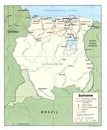 Mappa del Suriname, con i territori contesi