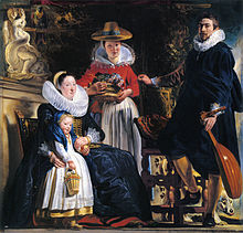 17th century. The lady on the left and the gentleman on the right wear typical piccadills