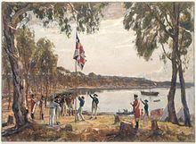1788年，阿瑟-菲利普上尉在悉尼升起英国国旗。