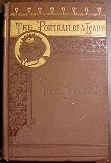 La copertina in tela decorata di The Portrait of a Lady, di Henry James, pubblicata da Houghton Mifflin nel 1881. Un buon esempio di panno decorato vittoriano. La rilegatura serve sia a proteggere il libro che a pubblicizzarlo.