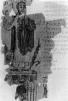 Theophilos standing triumphantly on the Serapeion (late antique book illustration)