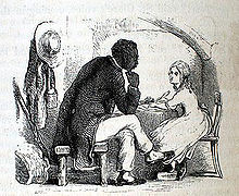 Billede af Tom og Eva af Hammatt Billings til 1853-udgaven af Onkel Toms hytte.  