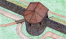 Noric Limes: reconstruction attempt of a late antique horseshoe tower (Mautern an der Donau)