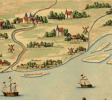 Oldest view drawing of Uetersen (top left) Anno 1568