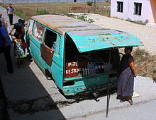 Kiosk on a railway platform in Albania