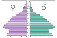 Age pyramid in millions of inhabitants