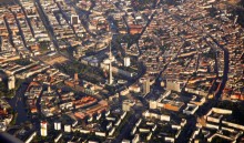 Aerial view with television tower