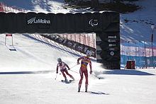 Eine Skifahrerin, die aus der Slowakei nicht mit der Person fahren kann, die ihr beim Skifahren sagt, wohin sie fahren soll