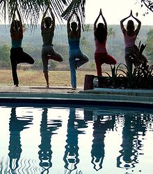 Yoga exercise in the group