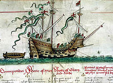 Una foto della Mary Rose nell'Anthony Roll.