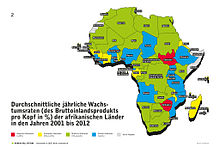 Average annual growth rates of African countries from 2001 to 2012