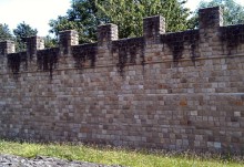 Limes in Britain: Reconstruction of Hadrian's Wall in Wallsend, view from SE