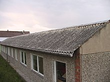 Dach tego budynku jest wykonany z azbestu.