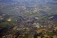 Aerial view of Wesel, looking west
