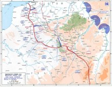 Final Allied offensive, front movement from August 30 (dotted line) to November 11, 1918 (dashed line).