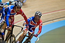 Bradley Wiggins e Mark Cavendish sulla loro strada per diventare i campioni del mondo di Madison 2008