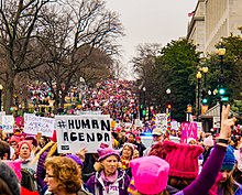 Protestující proti Trumpovi ve Washingtonu.  