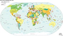 World map with registered ccTLDs
