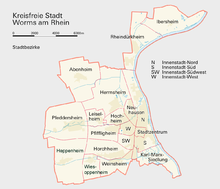 The 19 districts of Worms