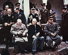 I "Tre Grandi" alla Conferenza di Yalta: Winston Churchill, Franklin D. Roosevelt e Joseph Stalin, inizio 1945