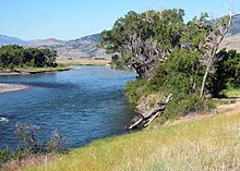 The Yellowstone River running through Paradise Valley