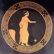 Dreng der spiller terrakotta yo-yo, attisk kylix, ca. 440 f.Kr., Antikensammlung Berlin (F 2549)