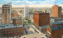 ヤングスタウン、1910年代中央広場と高架橋(南側からの眺め