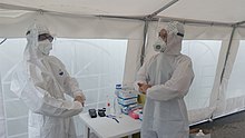 Covid test tent in Budweis