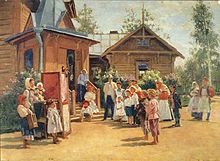 Petrushka-opførelse i en russisk landsby, 1908  